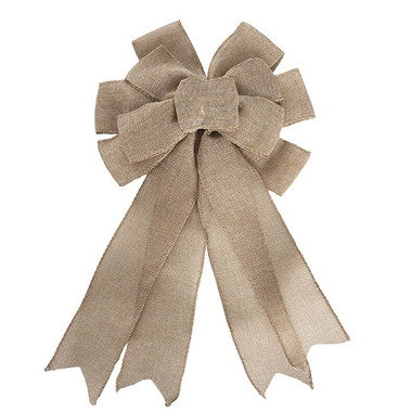 Ribbon Fabric - 23 - Christmas Bows - Pre-Made Bow Ribon Bow Linen 10 Loops Brown (26Wx32L)