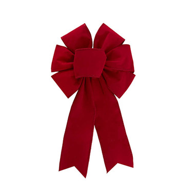 Ribbon Fabric - 23 - Christmas Bows - Pre-Made Bow Ribon Bow Velvet 6 Loops Red (20Wx26L)