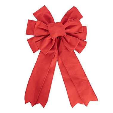 Ribbon Fabric - 23 - Christmas Bows - Pre-Made Bow Ribon Bow Velvet 10 Loops Red (26Wx32L)