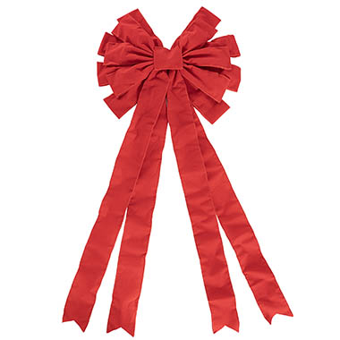 Ribbon Fabric - 23 - Christmas Bows - Pre-Made Bow Ribon Bow Velvet 14 Loops Red (38Wx75L)