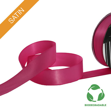Biodegradable Ribbon - Ribbon Bio-Poly Blend Deluxe Satin Hot Pink (25mmx25m)