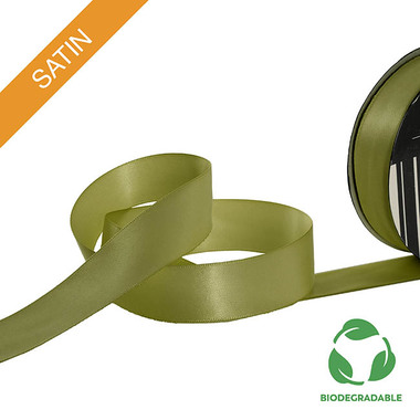 Biodegradable Ribbon - Ribbon Bio-Poly Blend Deluxe Satin Olive Green (25mmx25m)