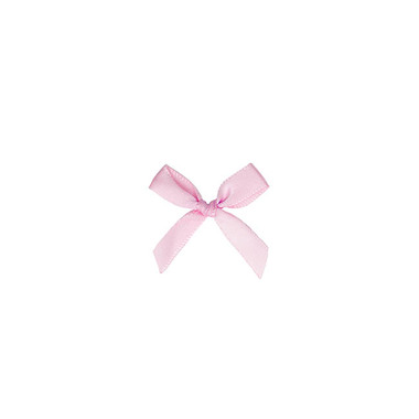 Pre-Made Ribbon Bows - Pre-Made Ribbon Bow 10mm Satin Baby Pink Pack 24 (3.5cm)