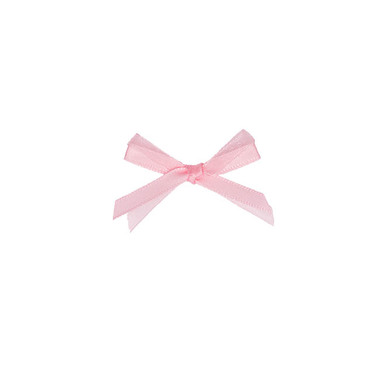 Pre-Made Ribbon Bows - Pre-Made Ribbon Bow Organza Satin Baby Pink Pk24 (6mmx5cm)