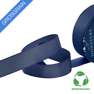 Biodegradable Ribbon - Ribbon Bio-Poly Blend Grosgrain Navy Blue (25mmx25m)