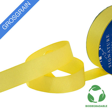 Biodegradable Ribbon - Ribbon Bio-Poly Blend Grosgrain Yellow (25mmx25m)