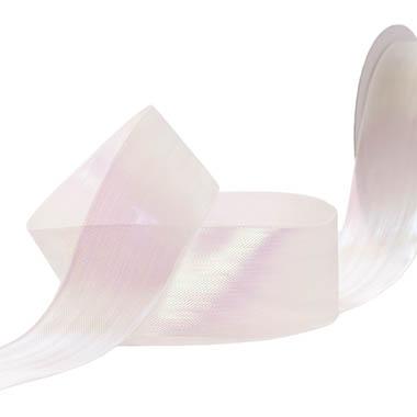 Ribbon Fabric - 19 - Taffeta Ribbon - Ribbon Taffeta Iridescent Metallic White (38mmx25m)