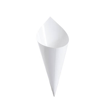 Party & Balloons - Party Tableware - Paper Snack & Confetti Cone Pack 20 White (18.5x16.5cm)