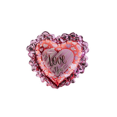 Foil Balloons - Foil Balloon 12 I Love You Hearts Ruffle Pink & Red