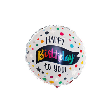 Foil Balloons - Foil Balloon 9 (22.5cmD) Happy Birthday To You White