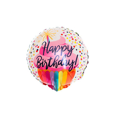 Foil Balloons - Foil Balloon 9 (22.5cmD) Happy Birthday Cupcake Multi