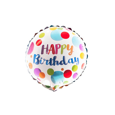 Foil Balloons - Foil Balloon 9 (22.5cmD) Happy Birthday Dotted Multi