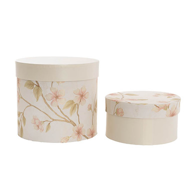 Pack GBox - Hat Boxes - Flower Gift Hat Box Floral Blush Ivory Set 2 (21.5cmWx19cmH)