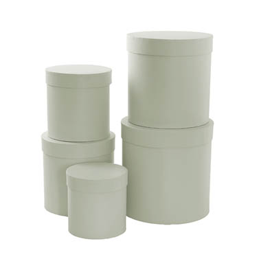 Pack GBox - Stackable Gift Boxes - Gift Flower Box Round Sage Green Set 5 (21x21cmH)