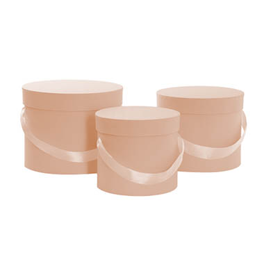 Pack GBox - Hat Boxes - Flower Hat Box Petite Round Apricot Peach Set 3(17Dx13.5cmH)