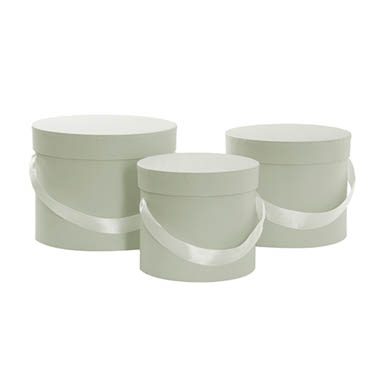 Pack GBox - Hat Boxes - Flower Hat Box Petite Round Sage Green Set 3 (17Dx13.5cmH)