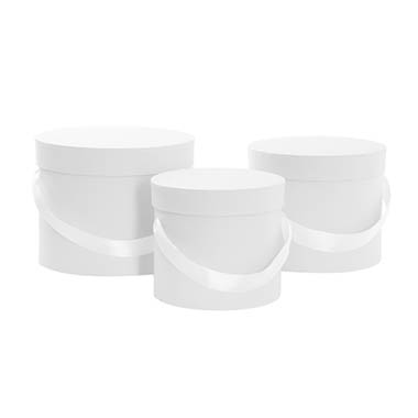 Pack GBox - Hat Boxes - Flower Hat Box Petite Round White Set 3 (17Dx13.5cmH)