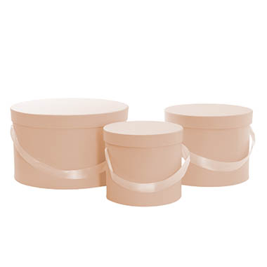 Pack GBox - Hat Boxes - Flower Hat Box Grande Round Apricot Set 3 (25Dx15cmH)