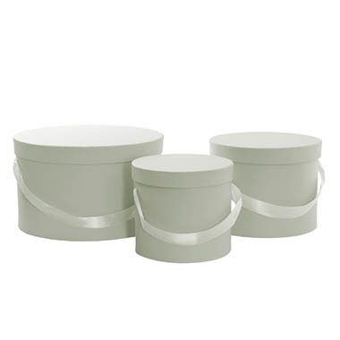 Pack GBox - Hat Boxes - Flower Hat Box Grande Round Sage Green Set 3 (25Dx15cmH)