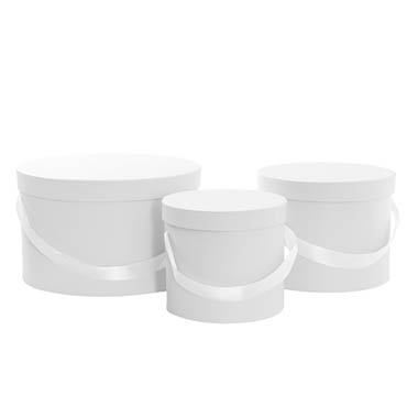 Pack GBox - Hat Boxes - Flower Hat Box Grande Round White Set 3 (25Dx15cmH)