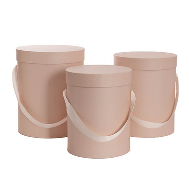 Pack GBox - Hat Boxes - Flower Hat Box Tall Round Blush Pink Set 3 (24.5Dx30cmH)