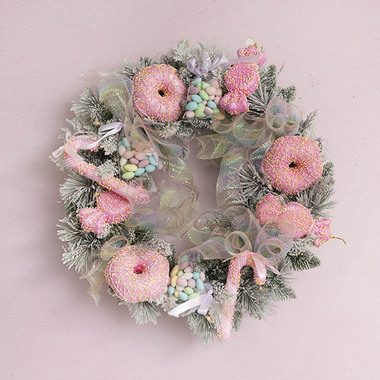 Gift Seasonal - Christmas Wreath - Mixed Christmas Snow Pine LED Wreath White (50cmD)