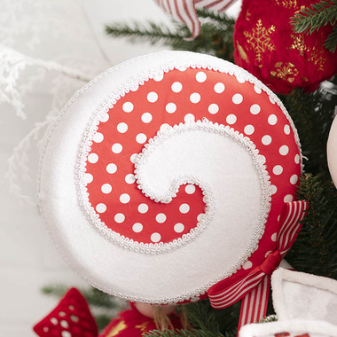 Christmas Picks - Swirl Lollipop Pick w Bow Red & White (20x54cmH)