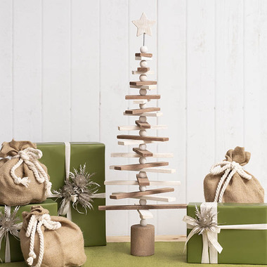 Gift Seasonal - Tabletop Christmas Trees - Wooden Decor Christmas Tree w Star Brown (70cmH)