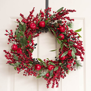 Gift Seasonal - Christmas Wreath - Exquisite Berry & Apple Wreath Red (50cmD)