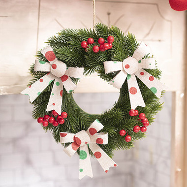 Gift Seasonal - Christmas Wreath - Real Touch Traditional Pine Wreath Green (25cmD)