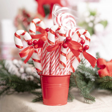 Christmas Picks - Candy Cane & Berry Picks Pack 4 Red (20cmH)