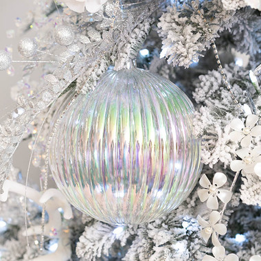 Christmas Baubles - Elegant Large Baubles Set 2 Iridescent Clear (20cmD)