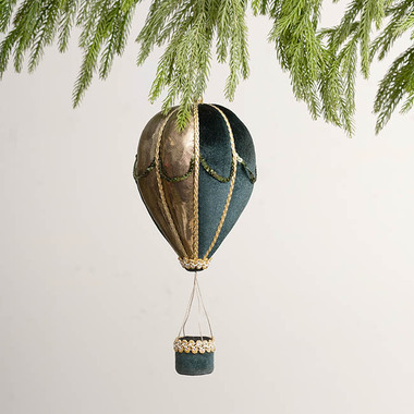 Gift Seasonal - Christmas Tree Decorations - Hanging Hot Air Balloon Dark Green (28cmH)