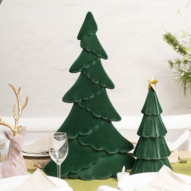 Gift Seasonal - Tabletop Christmas Trees - Flocked Table Top Tree Dark Green (61cmH)