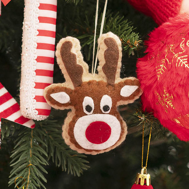 Gift Seasonal - Christmas Tree Decorations - Hanging Reindeer Head Pack 2 Brown (9cmH)