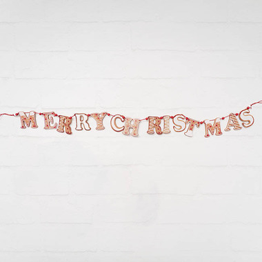 Christmas Garlands - Gingerbread Merry Christmas Bunting Brown (7.5x130cmL)