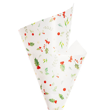 Wrap C 040 - Christmas Cello - Cello Regal Christmas Holly 65mic White Pack 100 (50x70cm)