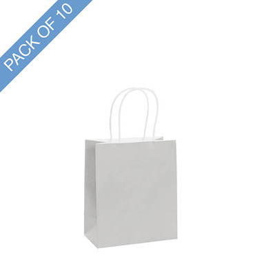 Kraft Paper Carry Bags - Kraft Paper Bag Shopper Mini Silver Pk10 (140Wx75Gx165mmH)