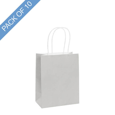 Kraft Paper Carry Bags - Kraft Paper Bag Shopper Small Silver Pk10 (180Wx85Gx215mmH)