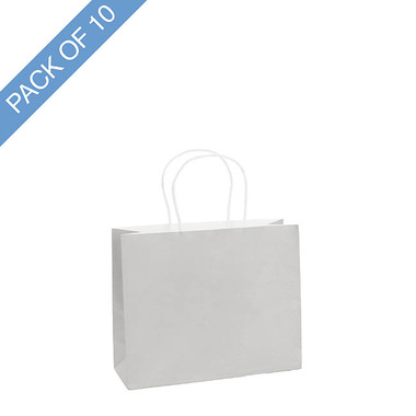 Kraft Paper Carry Bags - Kraft Paper Bag Boutique Medium Silver Pk10(220Wx80Gx180mmH)