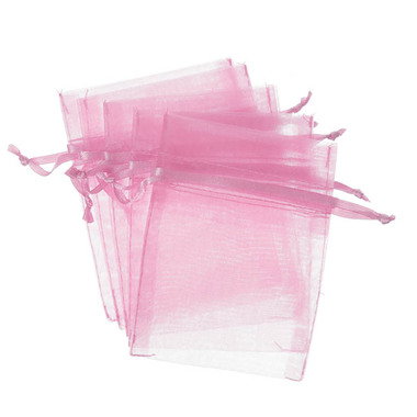 Organza Gift Bags - Organza Gift Bomboniere Bag Medium Pink Pk 10 (12.5x17cmH)
