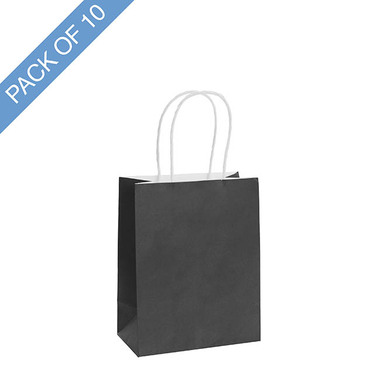 Kraft Paper Carry Bags - Kraft Paper Bag Shopper Small Black Pk10 (180Wx85Gx215mmH)