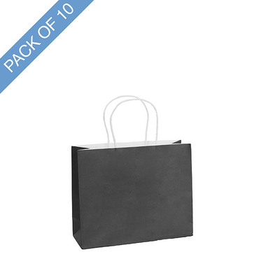 Kraft Paper Carry Bags - Kraft Paper Bag Boutique Med Black Pk10 (220Wx80Gx180mmH)