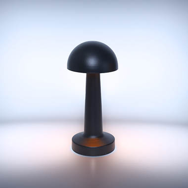 Gift Lights - LED Decorations - Portable Cordless LED Mushroom Table Lamp Black (21.5cmH)