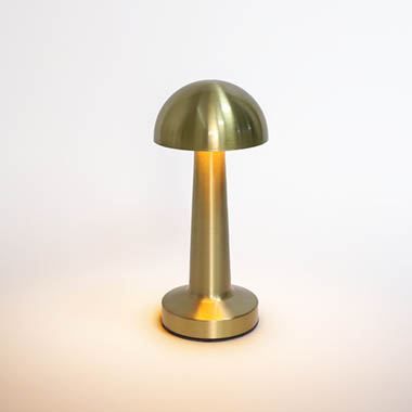 Gift Lights - LED Decorations - Portable Cordless LED Mushroom Table Lamp Gold (21.5cmH)