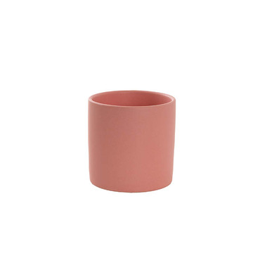 Satin Matte Collection - Ceramic Cylinder Pot Satin Matte Pink Coral (8x8cmH)