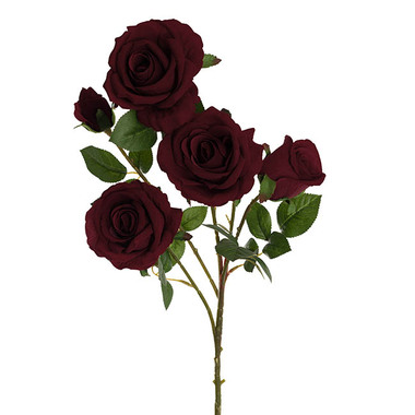 Gift AF - Artificial Roses - Velvet Rose x 5 Head Spray Burgundy (75cmH)