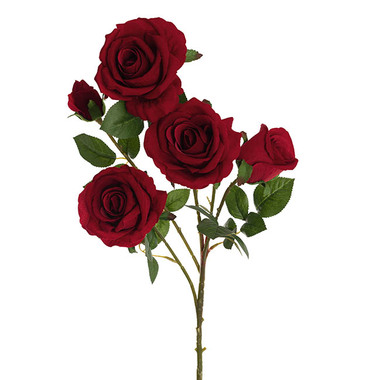 Gift AF - Artificial Roses - Velvet Rose x 5 Head Spray Dark Red (75cmH)