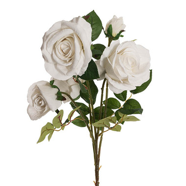 Gift AF - Artificial Roses - Velvet Rose x 5 Head Spray White (75cmH)