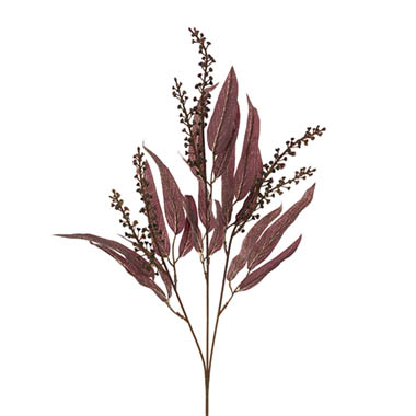 Artificial Leaves - Eucalyptus Willow Leaf & Seed Spray Burgundy (77cmH)